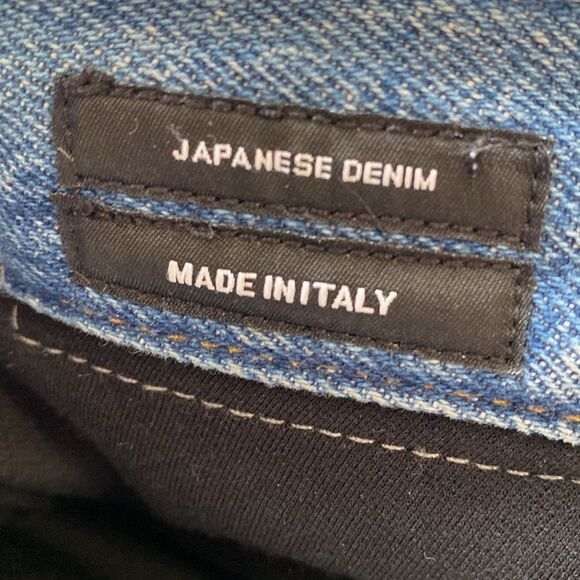 R13 Denim Dylan Shredded Jean Short Chaps Attached Layered Black Leather Legging - Picture 5 of 8